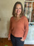 orange crochet v-neck lightweight sweater