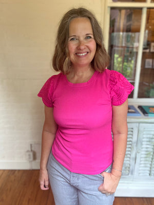 Hot Pink Eyelet Top