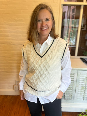 ivory cable knit sweater vest