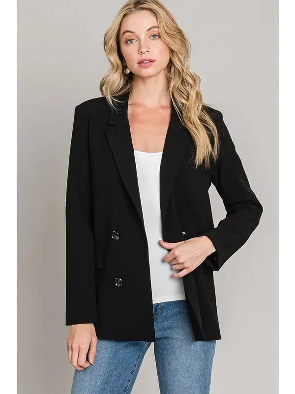 black blazer with front buttons