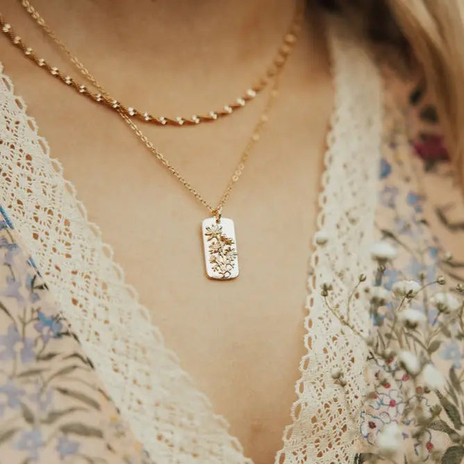 Blossom Gold Tag Necklace