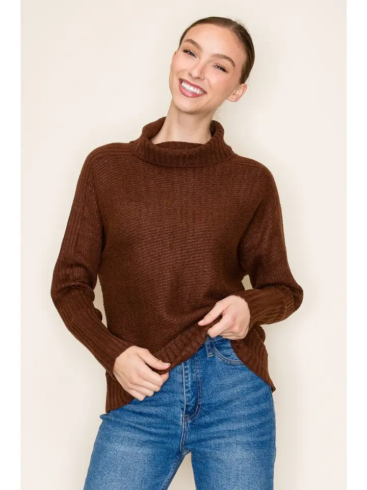 brown cowl neck dolman sweater