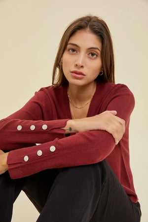 Burgundy Button Up Cardigan