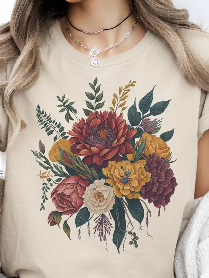 floral print graphic t-shirt