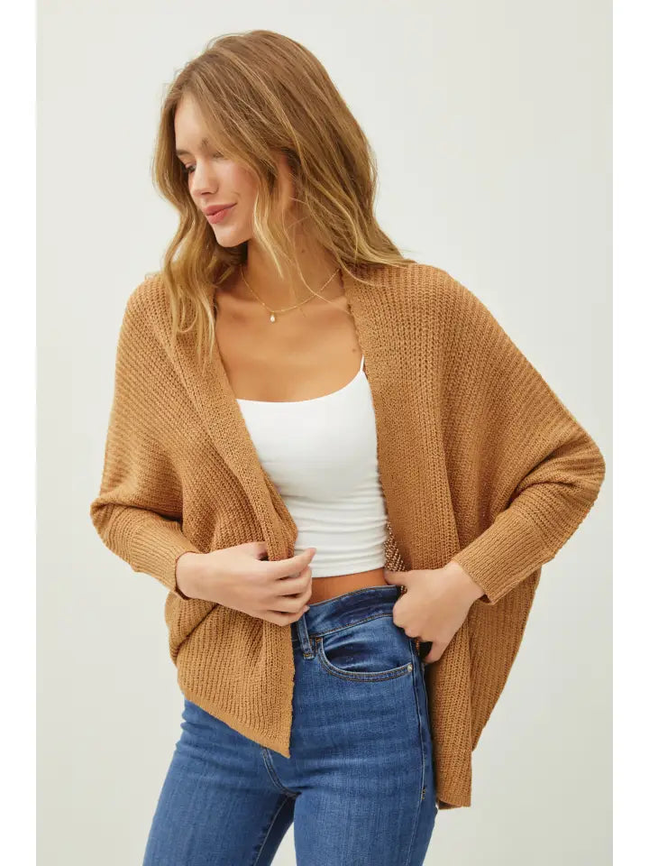 camel brown dolman cardigan