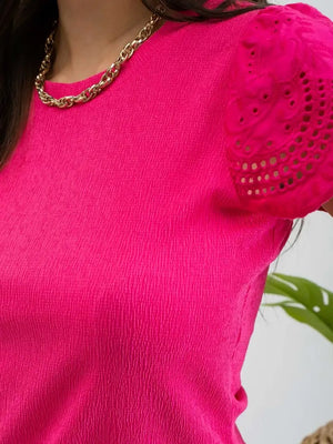 Hot Pink Eyelet Top