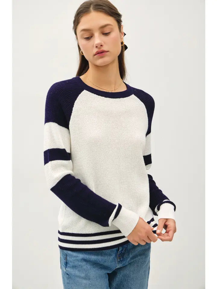 navy raglan long sleeve top