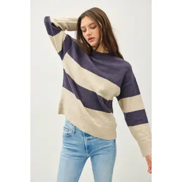 navy stripe heavy weight sweater