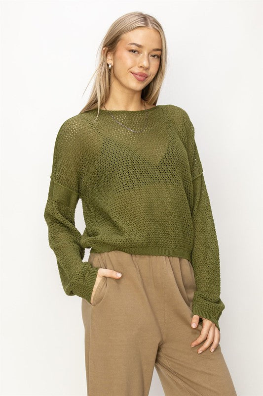 Fishnet Sweater - Olive