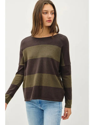 Olive Stripe Lightweight Sweater