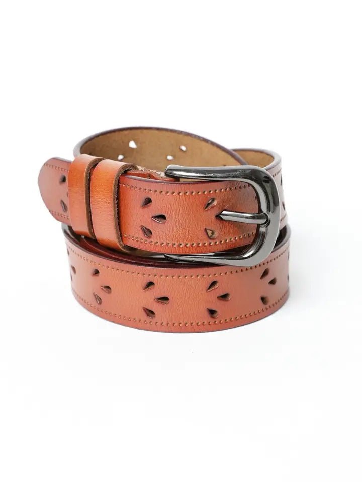 Brown Petal Punched Belt