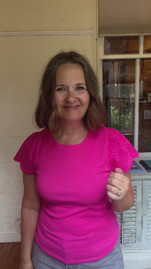 Hot Pink Eyelet Top