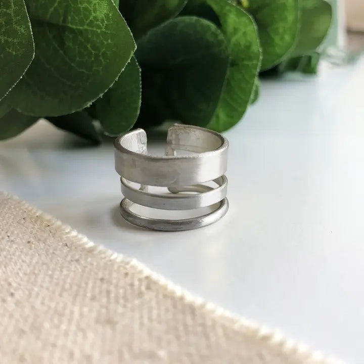 silver tone adjustable fair trade ring