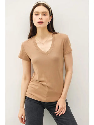 Taupe V-neck T-shirt