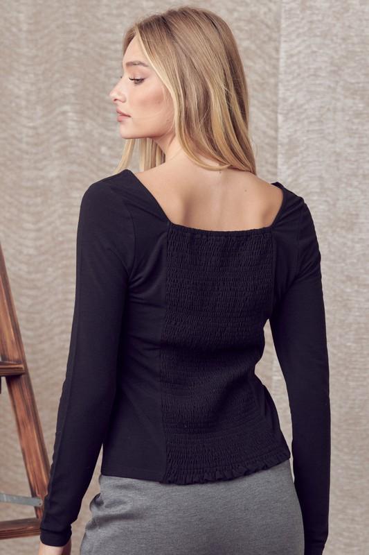 black square neck top