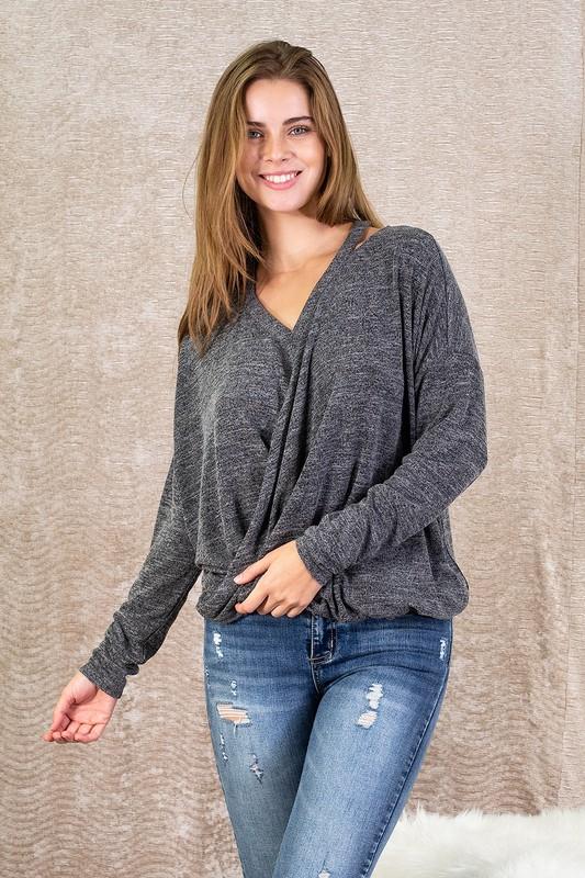 cross front surplice v-neck top