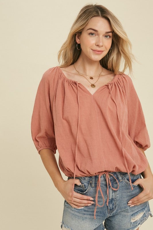 Blush Peasant Top